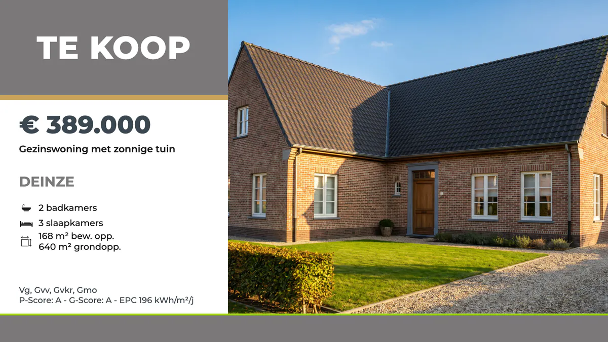 Voorbeeldscherm met een gezinswoning te koop
